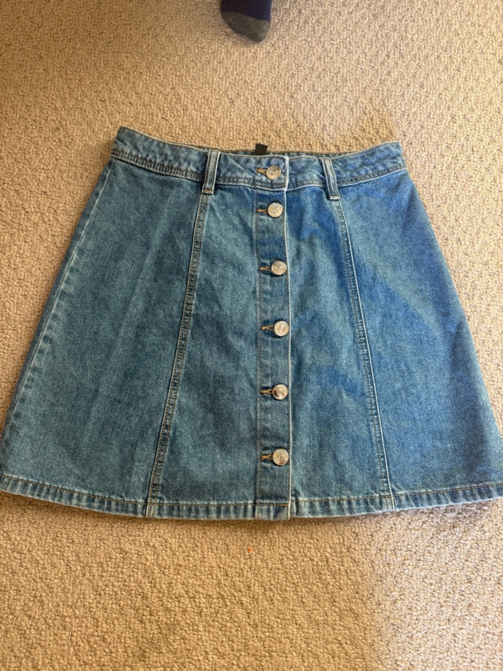 H&M Blue Denim Button-Front Mini Skirt